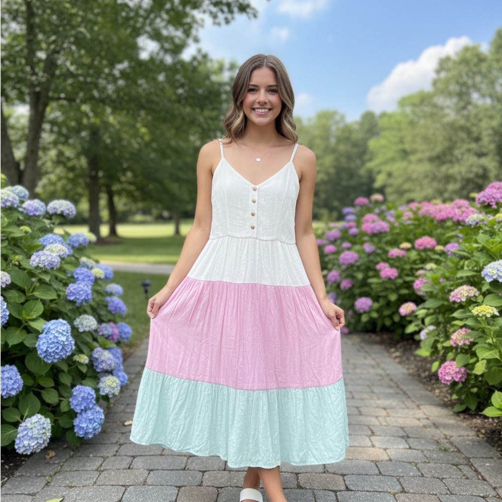 As U Wish Cream Tiered Dress